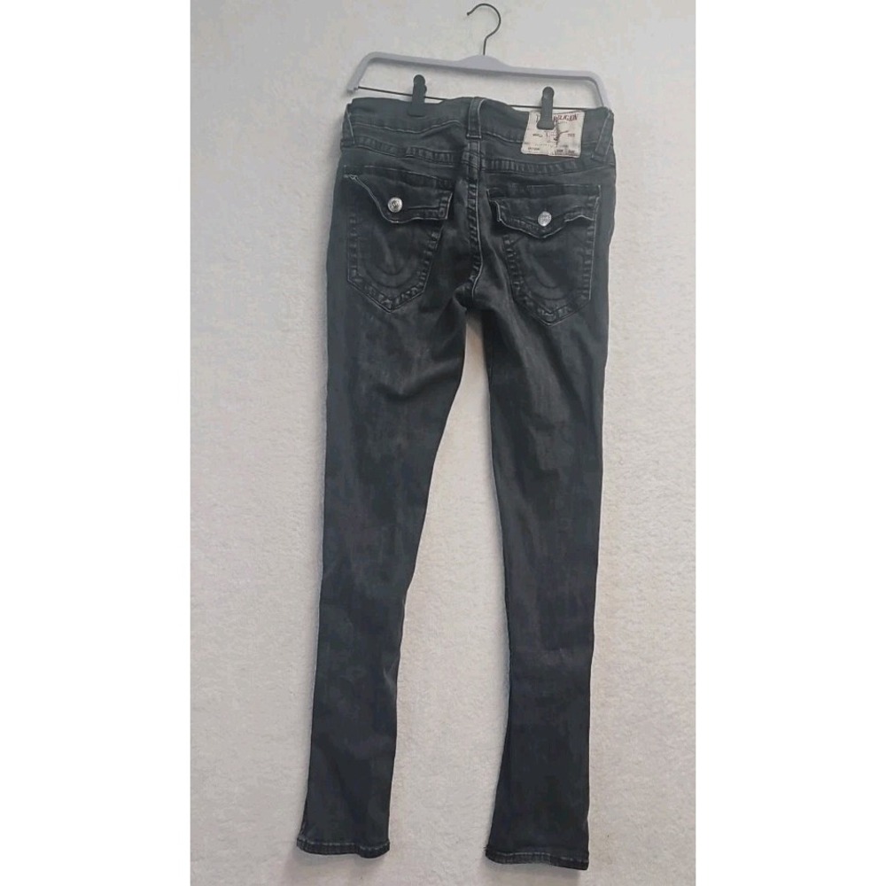 True Religion World Tour Jeans Womens Size 31 Super Skinny Black Denim Stretch